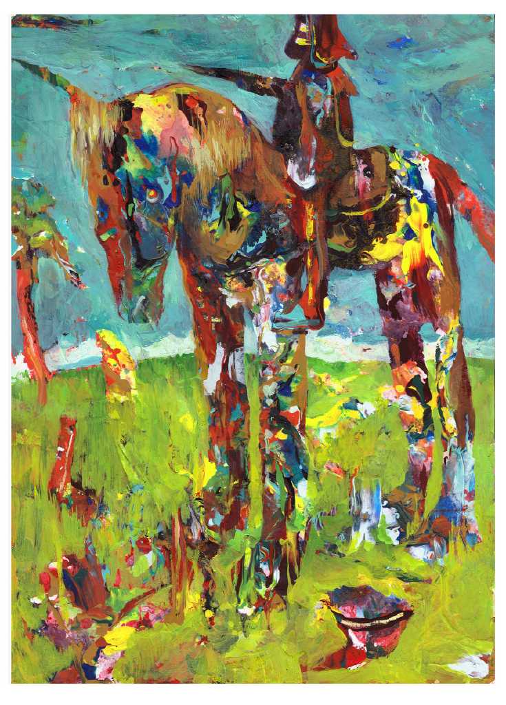 Rider,acrylic and oil on paper30 x 40 cm2021