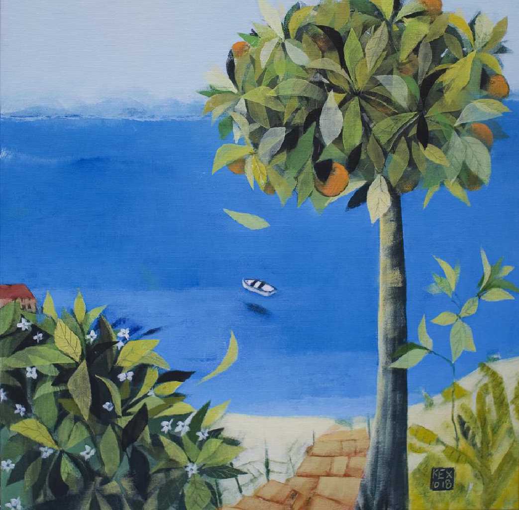 Orange Tree at the Wooden Stair, 50 x 50 cm