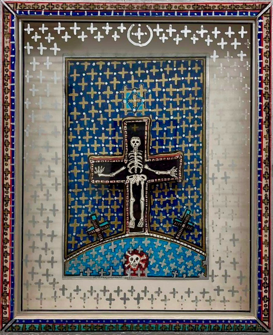 Crucifixion, mixed media, 32 x 27 cm
