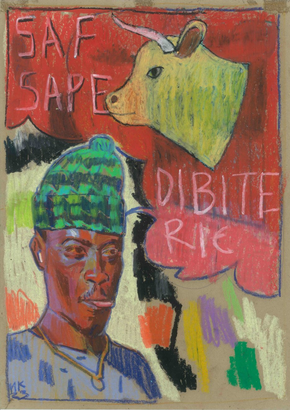 Saf Sap, oil pastels on craft paper, 30 x 42 cm, 2023