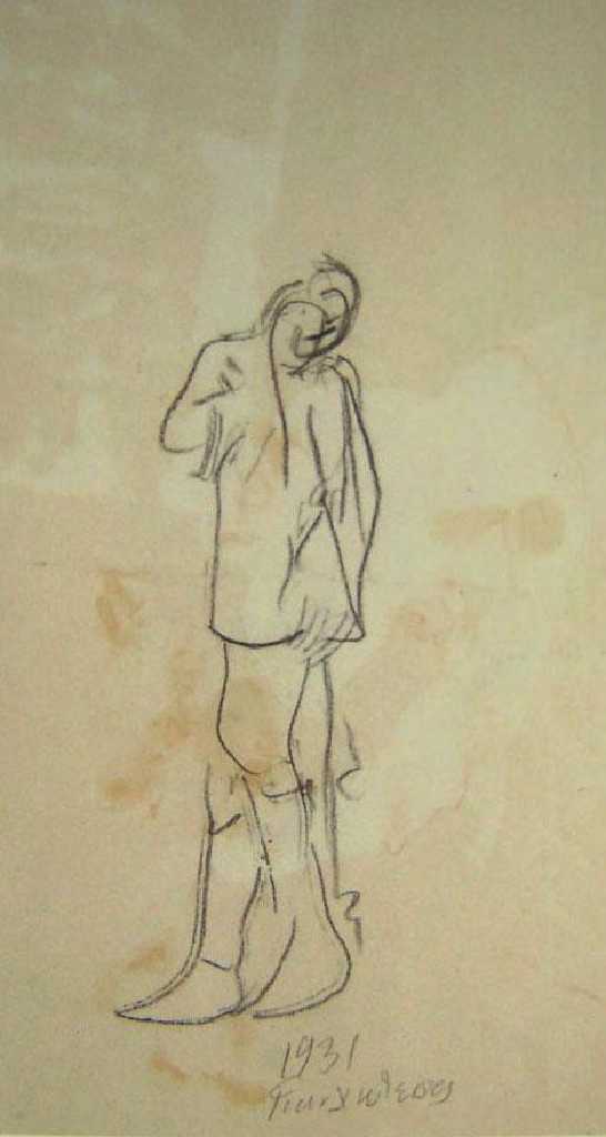 Yannoulis Chalepas, Standing Male Figure, charcoal on paper, 30 x 20,5 cm, 1931Nereid And Horse, charcoal pencil on paper, 30 x 20 cm, 1935 (Courtesy: AD Gallery)