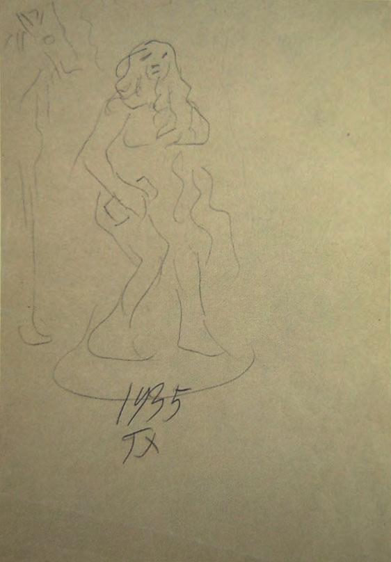 Nereid And Horse, charcoal pencil on paper, 30 x 20 cm, 1935 (Courtesy: AD Gallery)