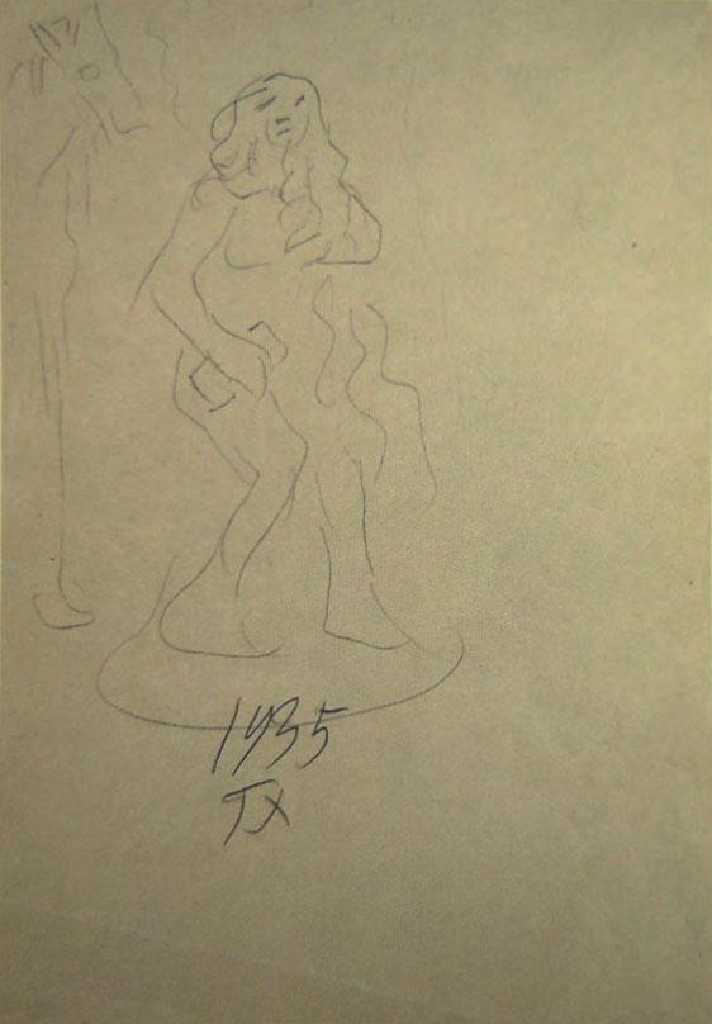 Nereid And Horse, charcoal pencil on paper, 30 x 20 cm, 1935 (Courtesy: AD Gallery)