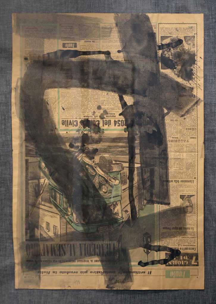Vlassis Caniaris, Untitled, acrylics on newpaper, 59 x 43 cm, 1958 (Courtesy: AD Gallery)