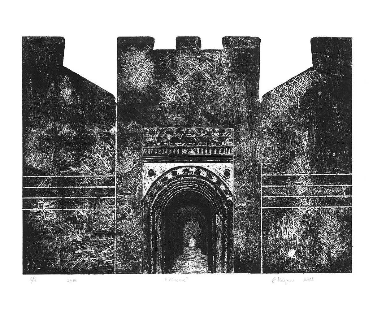 Mneme, collagraph, etching 52 x 37 cm, 2012