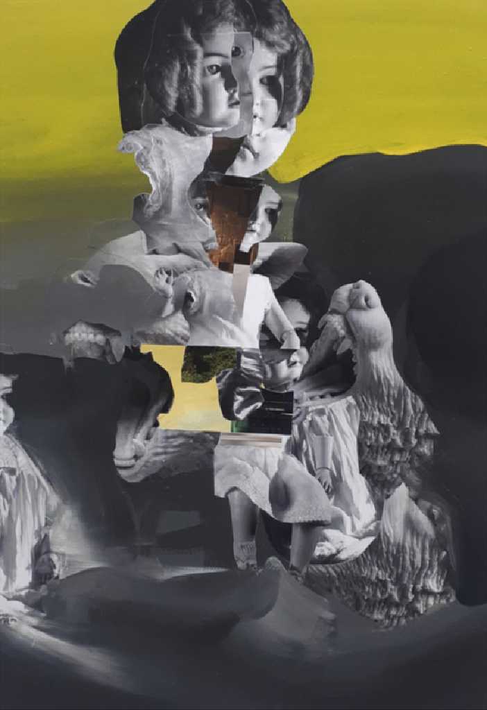 Christos Katsinis, School Primer VIII, mixed media (collage and acrylics on canvas), 40x57 cm