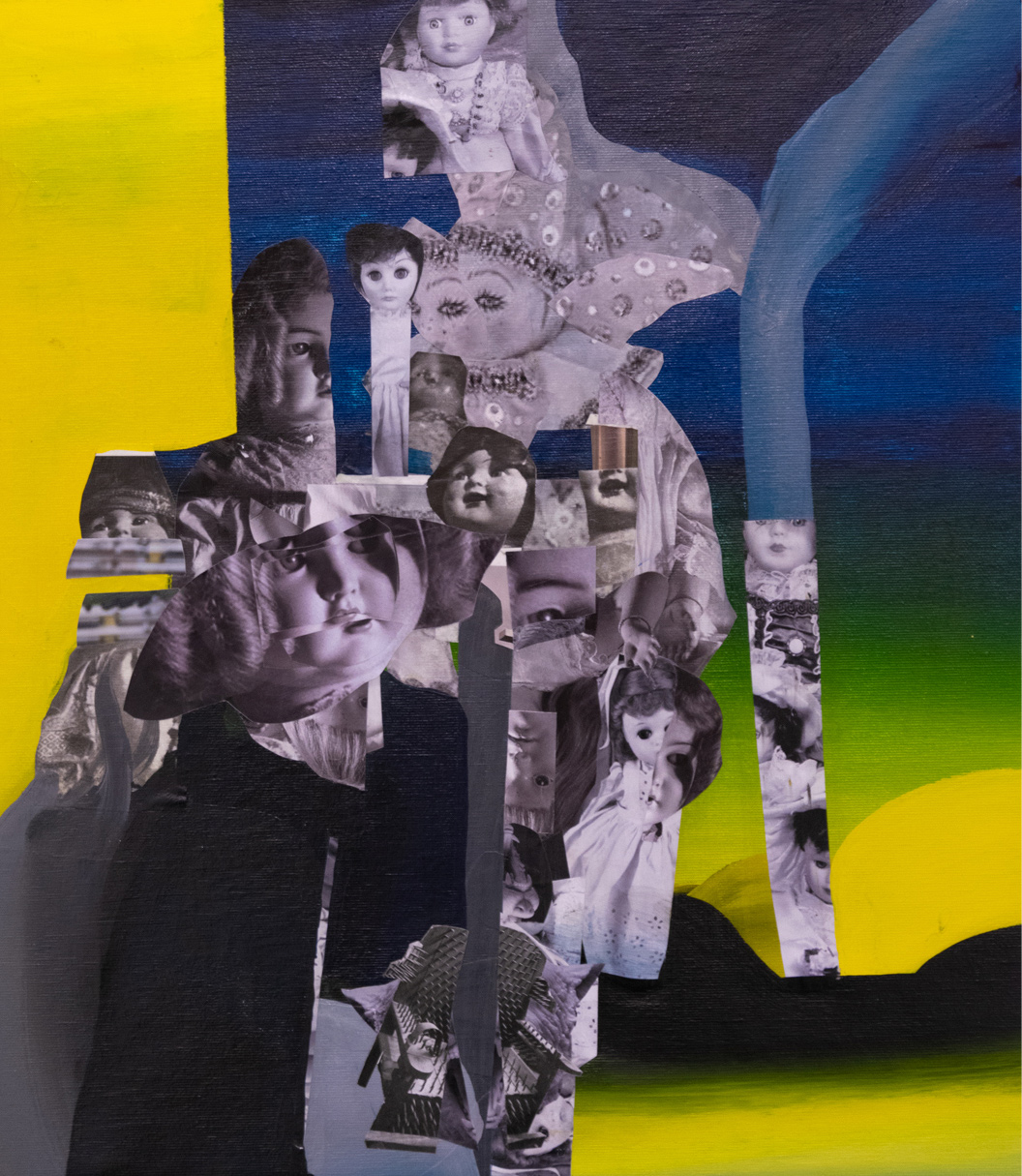 Christos Katsinis, School Primer X, mixed media (collage and acrylics on canvas), 50x43 cm