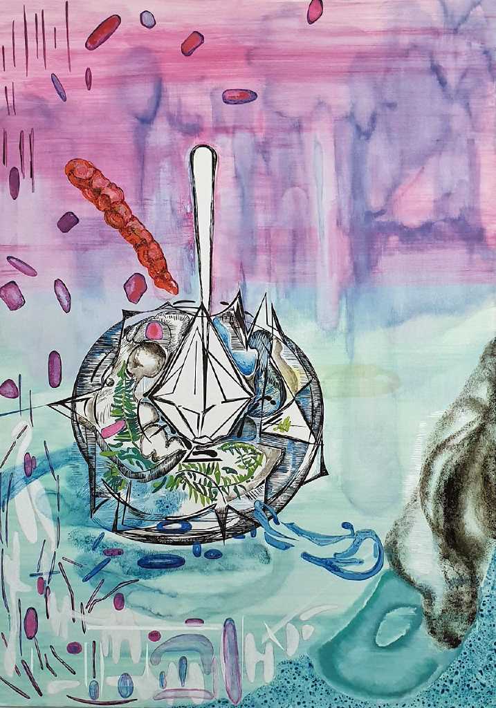 Vana Fertaki, The Arrival, varnish and oil on canvas, 100 x 70 cm, 2018
