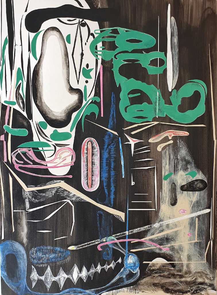 Vana Fertaki, Space with Ghost, varnish and oil on canvas, 70 x 50 cm, 2018