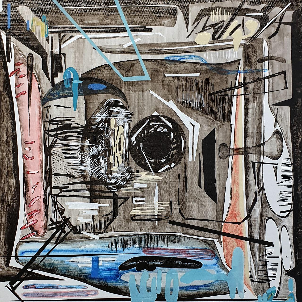 Vana Fertaki, Space, varnish and oil on canvas,  40 x 40 cm, 2018