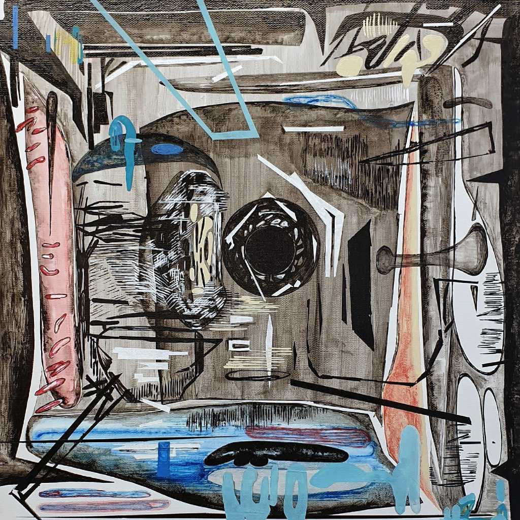 Vana Fertaki, Space, varnish and oil on canvas, 40 x 40 cm, 2018