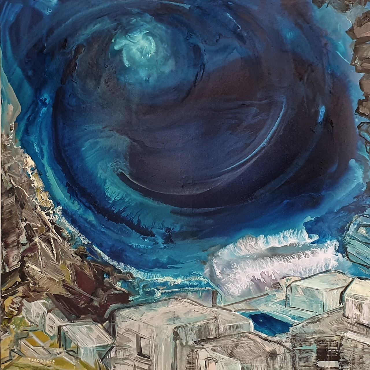 Panagiotis Siagris, In Appearance, water based varnish color on canvas, 100 x 100 cm, 2018