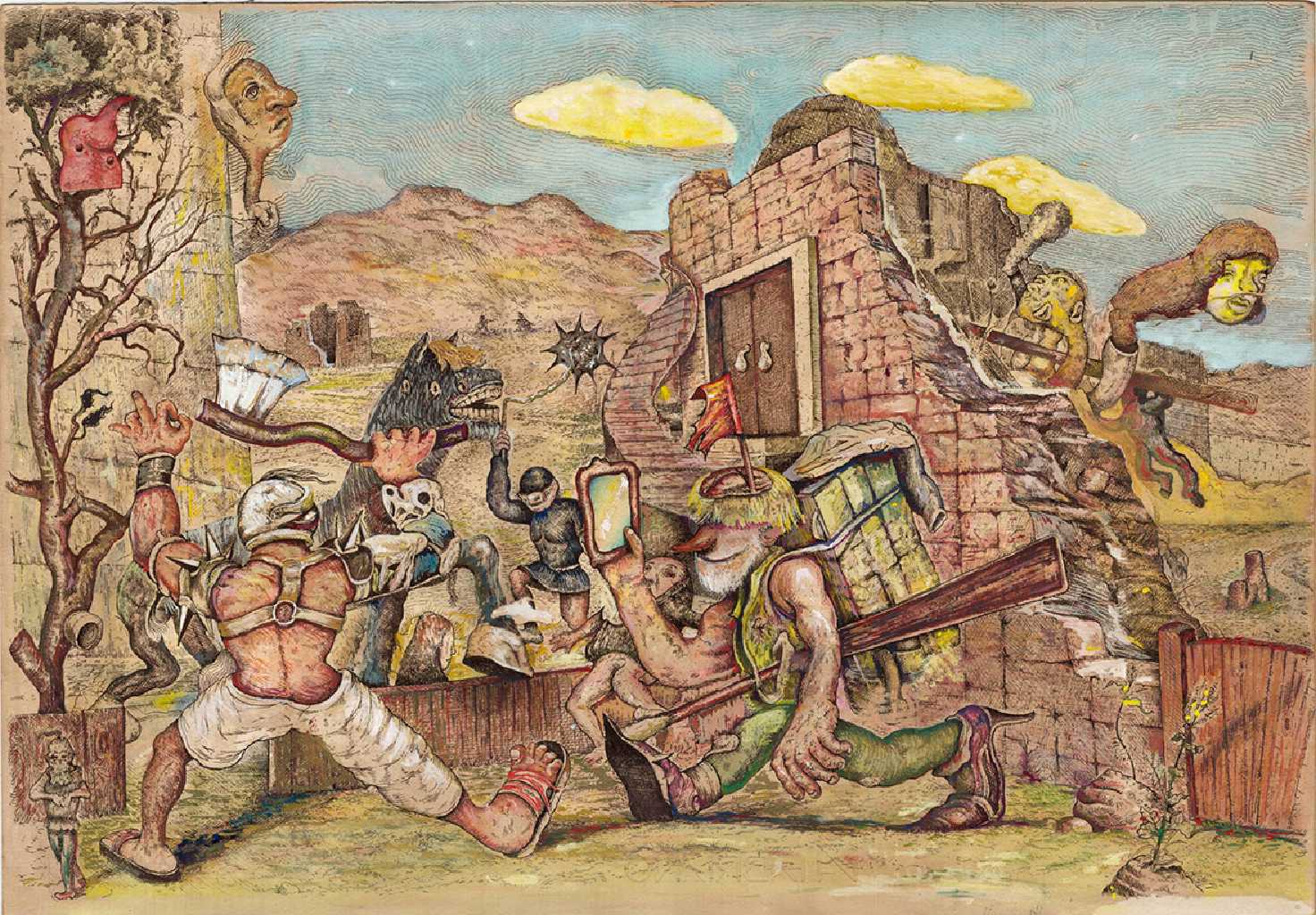 Modern ruins, ink and watercolor on paper, 30 x 40 cm 2024