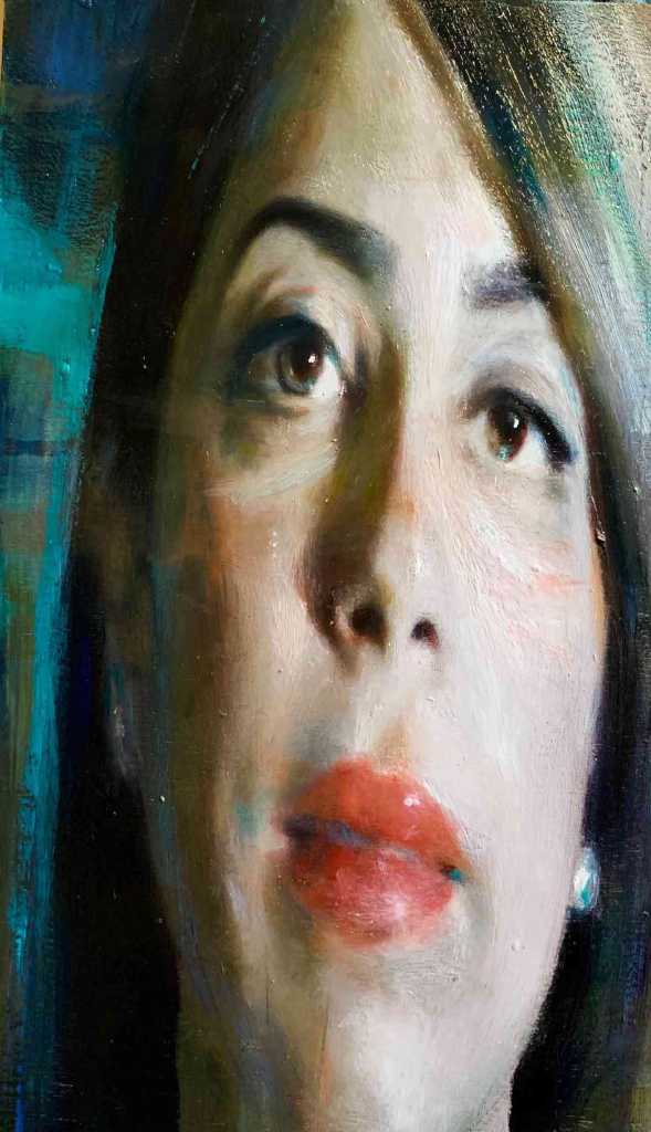 Savvas Georgiades, Maria, oil on plywood, 30x17 cm, 2019