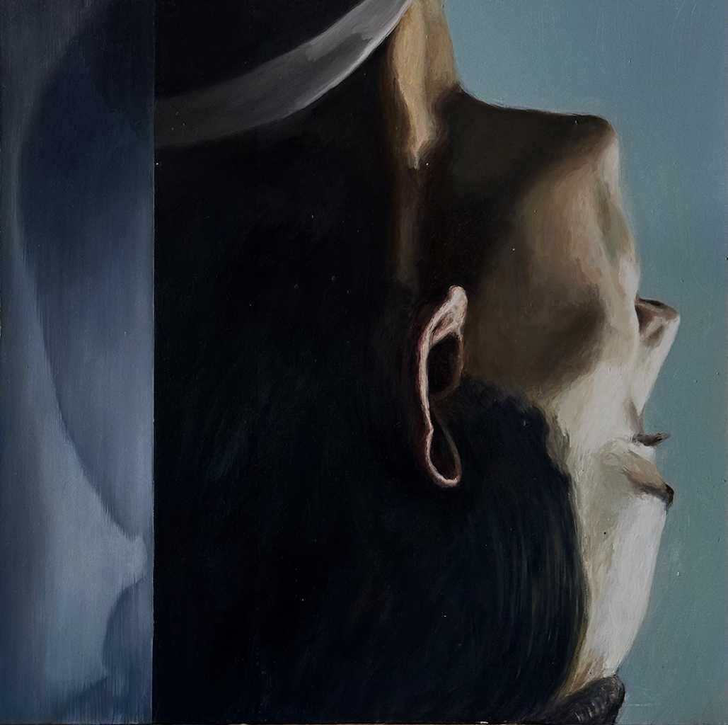 Rania Rangou, Again & again, oil on wood, 69 x 69 cm, 2018