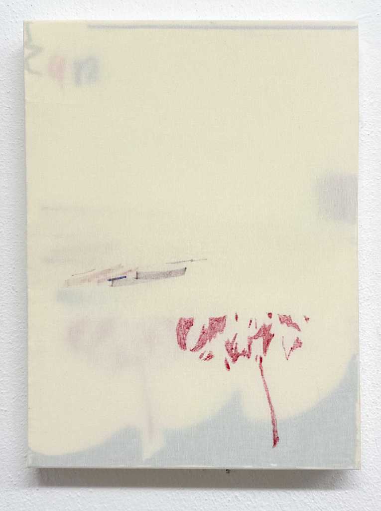 Achilleas Dendis,UntitledAcrylics, wood crayons, and markers on fabric, 30 × 40 cm, 2026