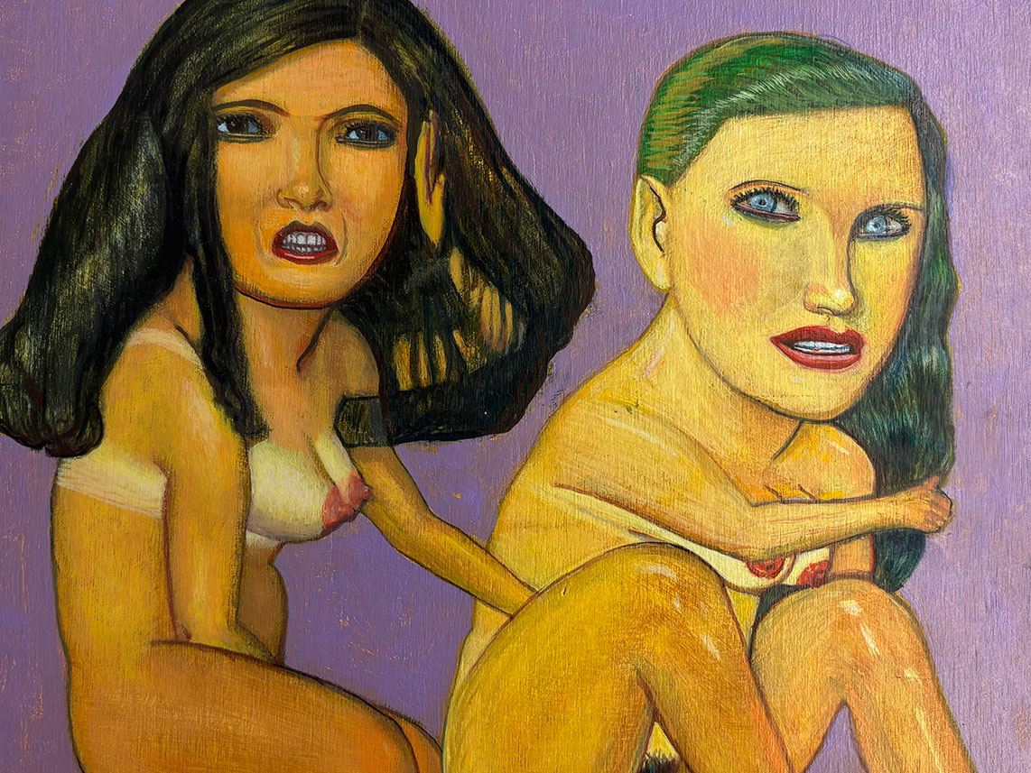 Pat Andrea, the new friend, Oil and Caseine, 22 x 27 cm, 2022