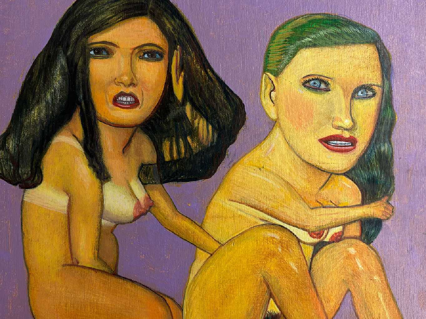 Pat Andrea, the new friend, Oil and Caseine, 22 x 27 cm, 2022