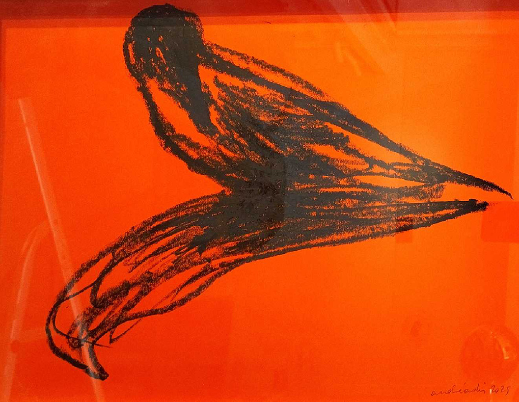 Ioanna Andreadi, Crow, Oil Pastels on Colored Paper, 40 x 60 cm, 2025