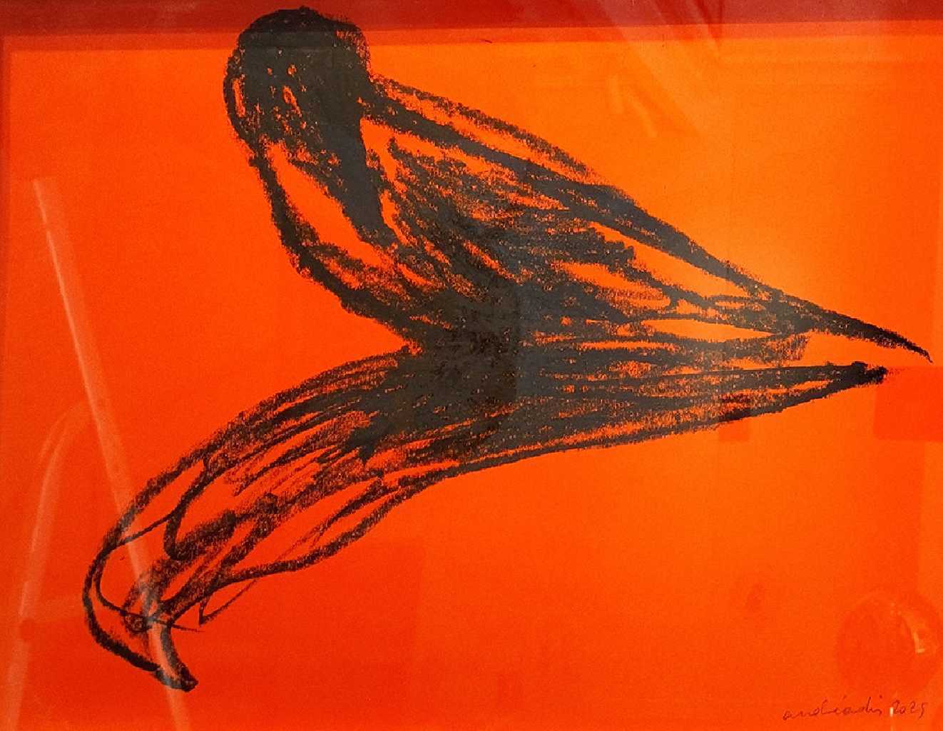 Ioanna Andreadi, Crow, Oil Pastels on Colored Paper, 40 x 60 cm, 2025