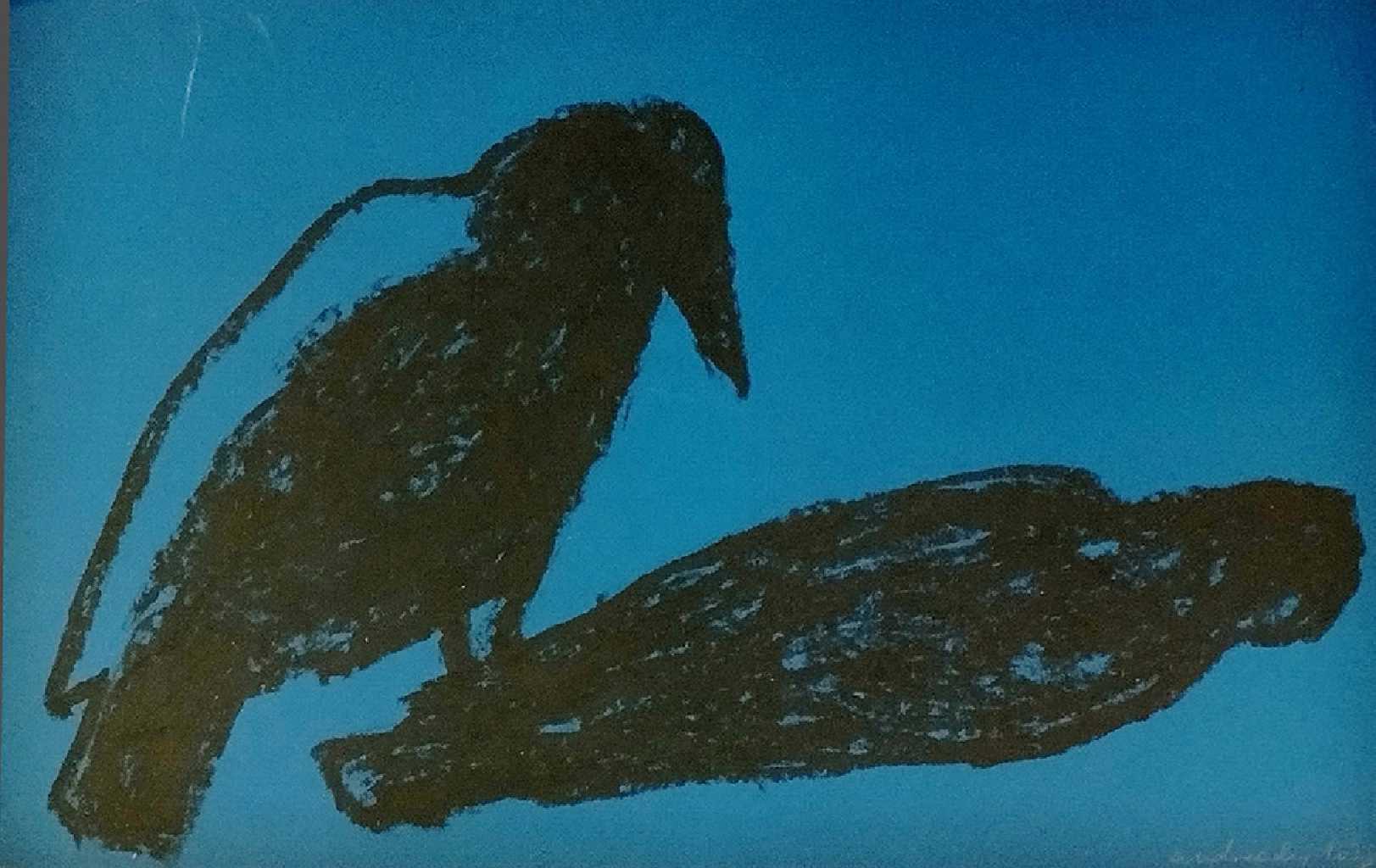 Ioanna Andreadi, Crow, Oil Pastels on Colored Paper, 40 x 60 cm, 2025