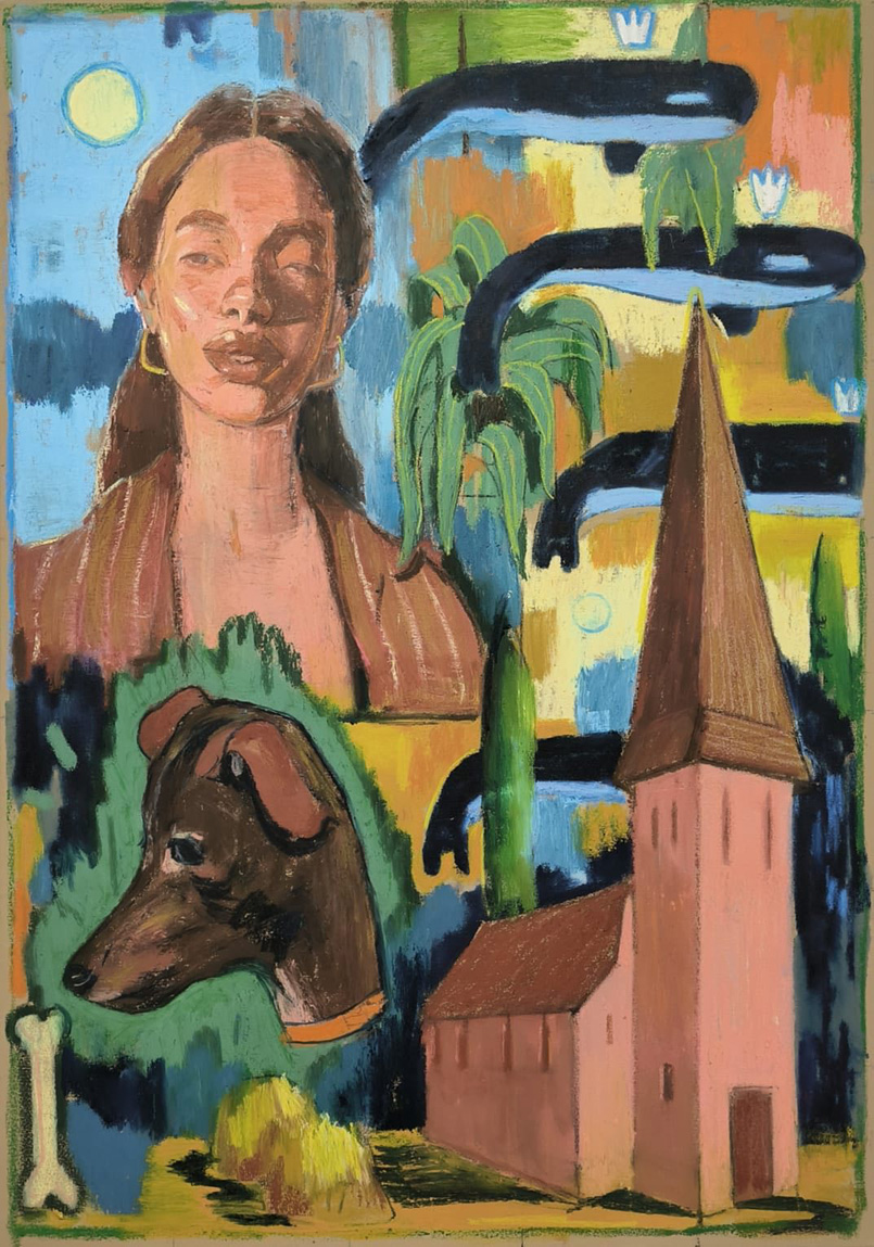 Michalis Kiousis, Norwegian dream, Oil Pastels on Canvas, 76 x 107 cm, 2025