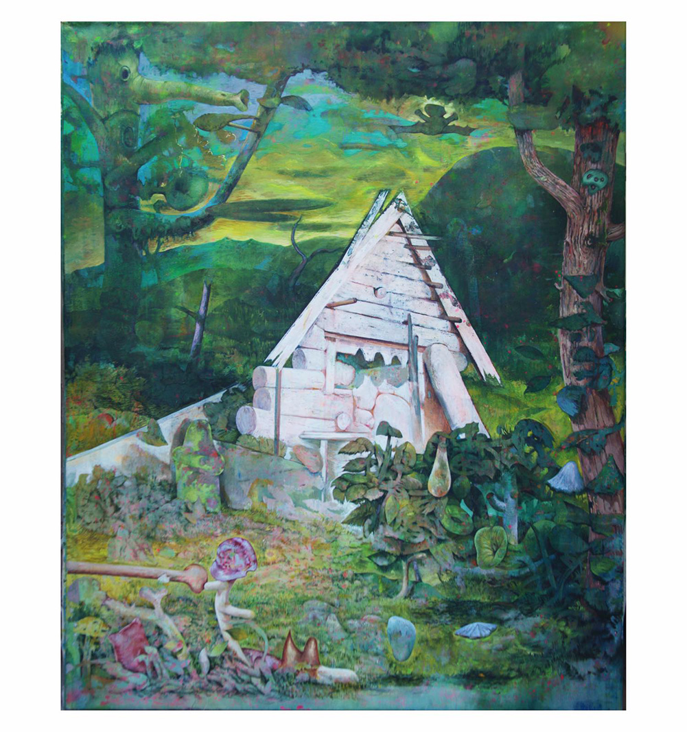 Dimitris Kokoris, La maison de la sorciere II, Acrylics on Canvas, 160 x 130 cm, 2024