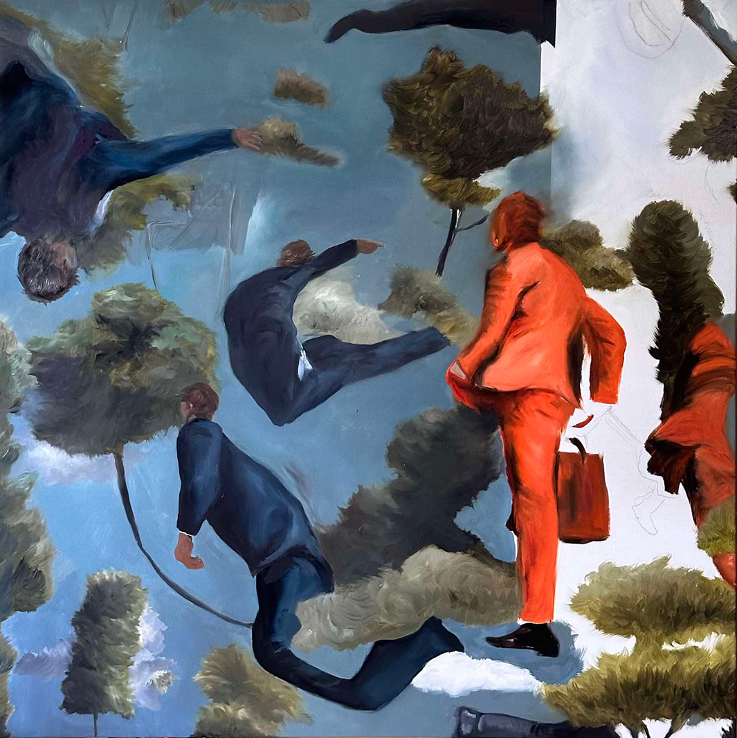 Rania Rangou, Buy an island, Oil on Canvas, 100 x 100 cm, 2023