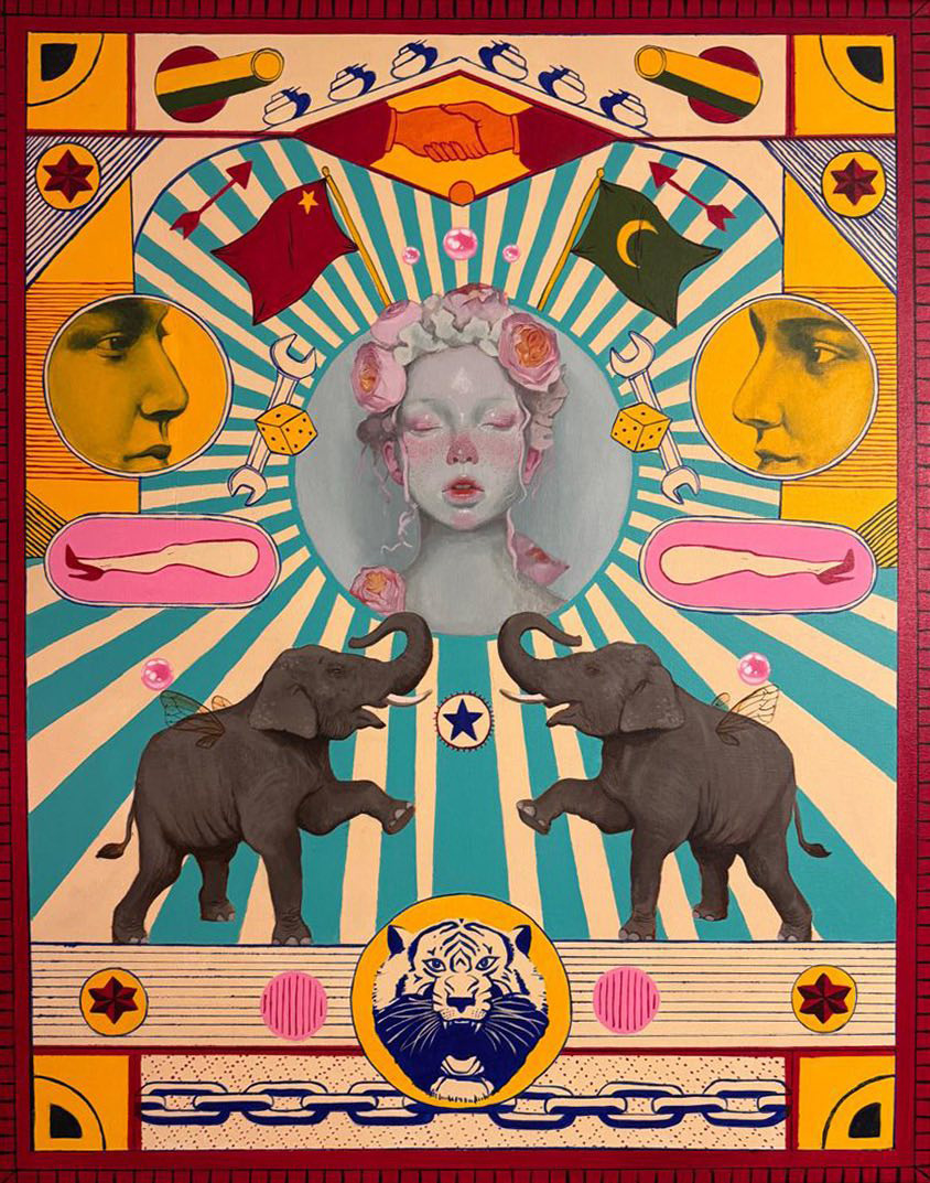 Stamatis Theocharis, All hail to the Patriarchy, Acrylics on Canvas, 100 x 70 cm