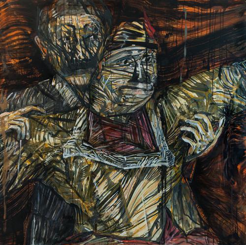 Haralabos Katsatsidis, Inferno couple, 2 m x 2 m, oil on canvas, 2015-16