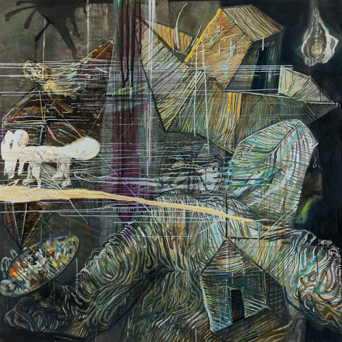 Haralabos Katsatsidis, The painter's Arc, 2 m x 2 m, oil on canvas, 2015-17