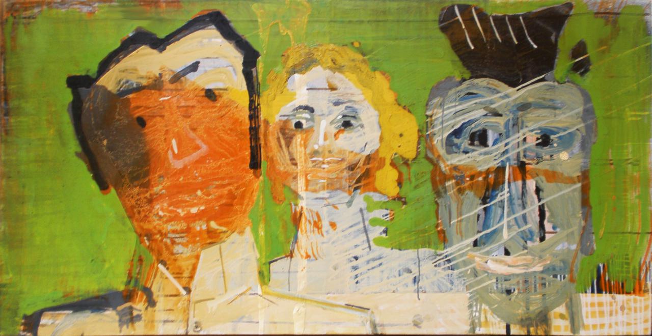 Haralabos Katsatsidis, Three portraits, 132 cm x 66 cm, oil on canvas, 2015