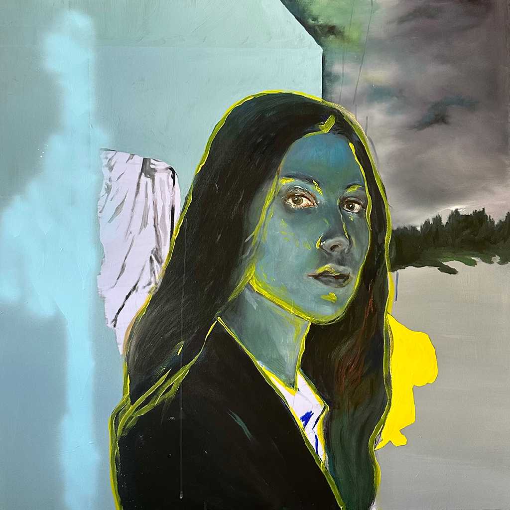 I know, oil, spray & acrylics on canvas, 120 x 120 cm, 2024-25