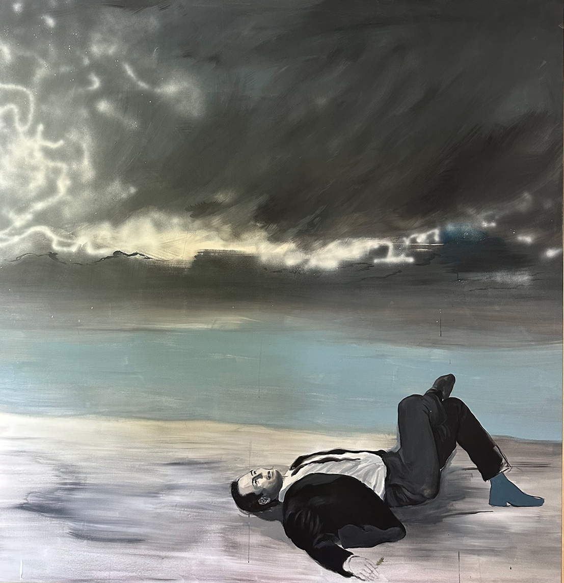 The Poet, Acrylics, Gesso and Spray on Canvas, 193 x 200 cm, 2025