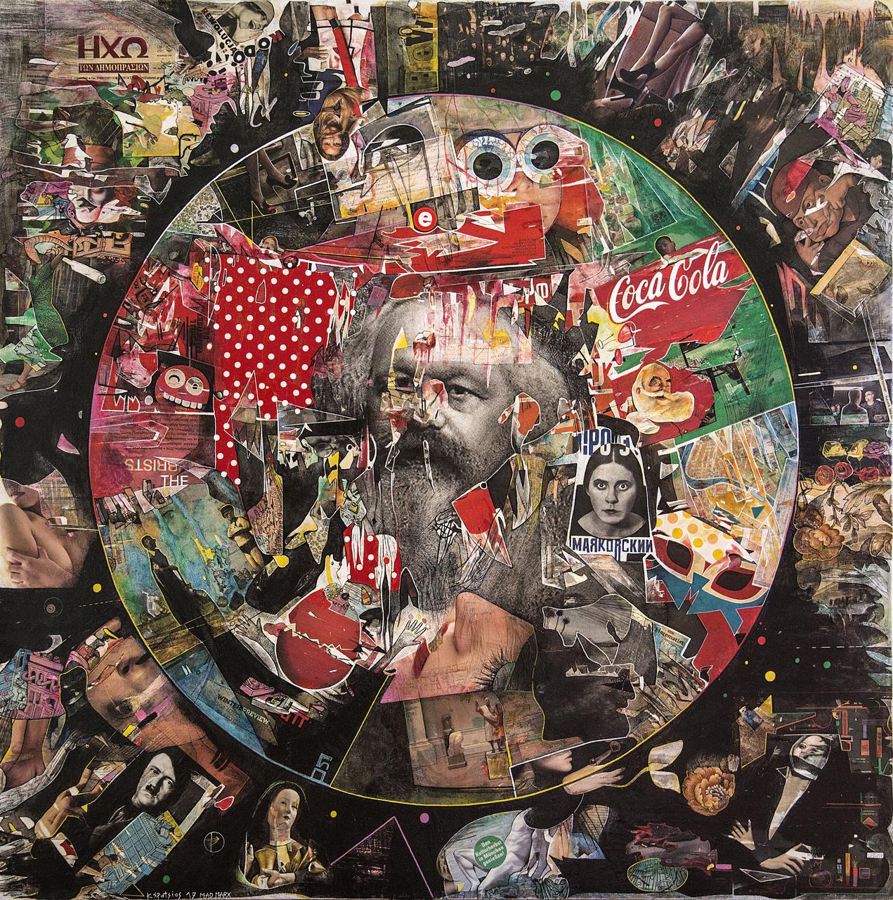 Never Mind The Marx, 150 x 150 cm, mixed media on canvas, 2017