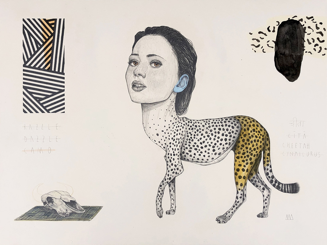 Cheetah, mixed media on paper, 60 x 80 cm 2023