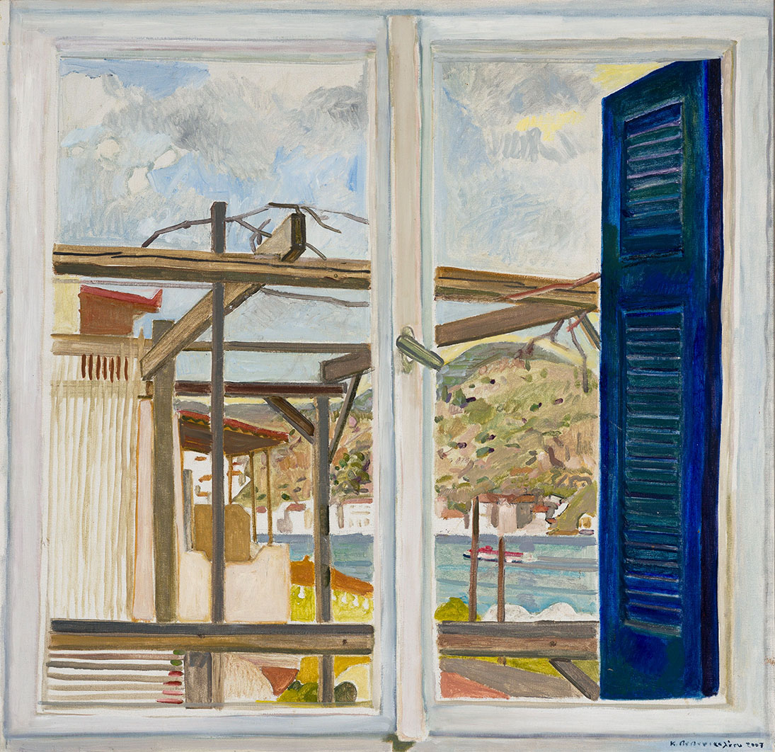 Kostas Papanikolaou, Window pretending to be itself, oil on canvas, 80 x 80 cm, 2007