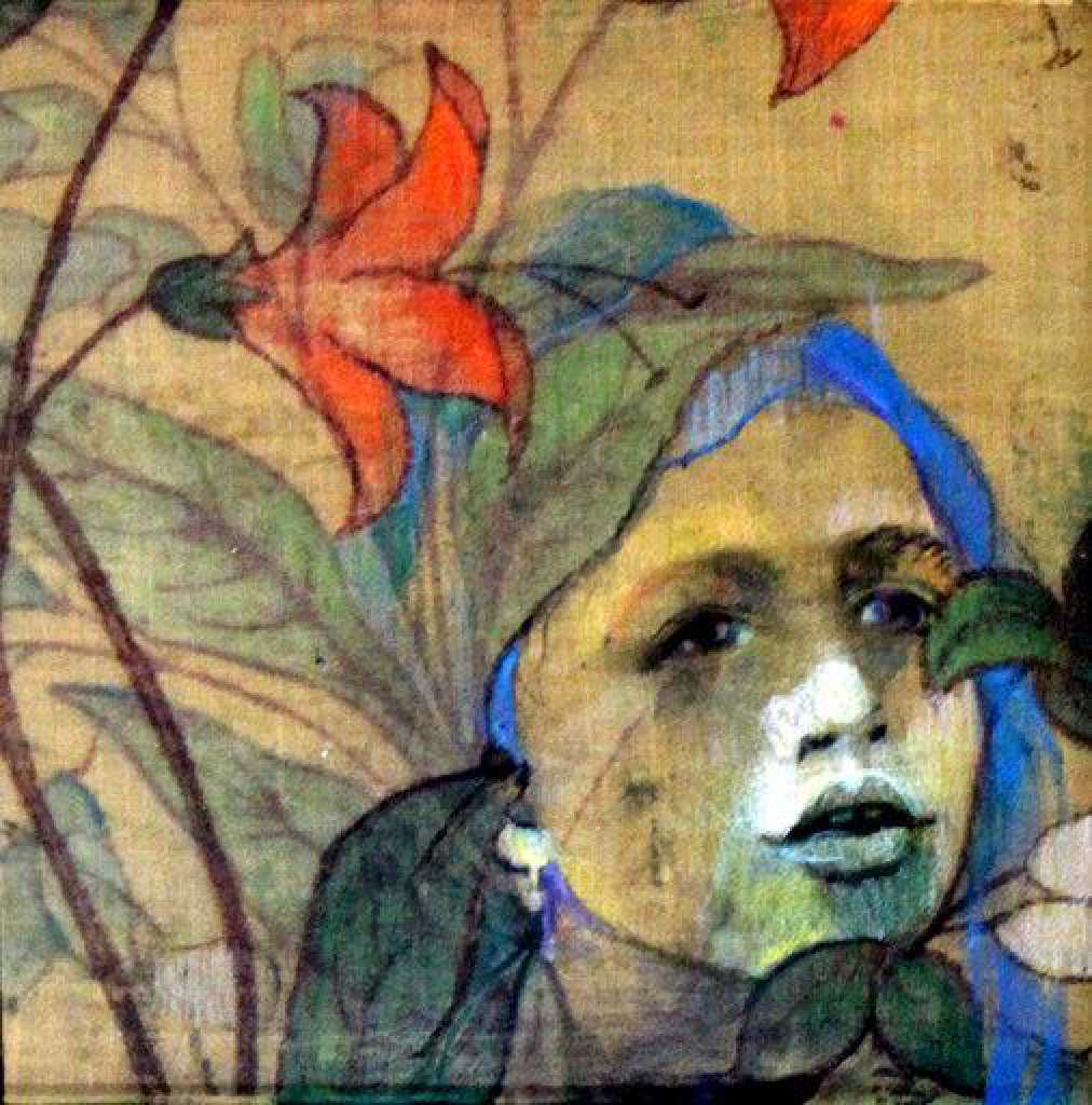 The Boy, mixed media on silk mounted on canvas, 20 x 20 cm, 2018