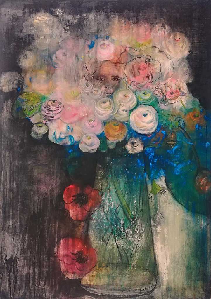 Mother I, charcoal pastel and acrylics on canvas, 70 x 100 cm, 2018