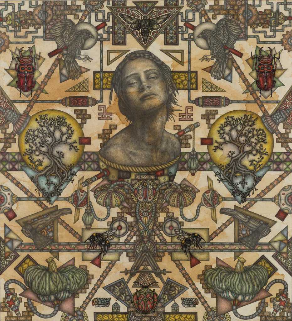 Nature and Culture, 62 cm x 69 cm, color pencils, pencil and ink on paper, 2018
