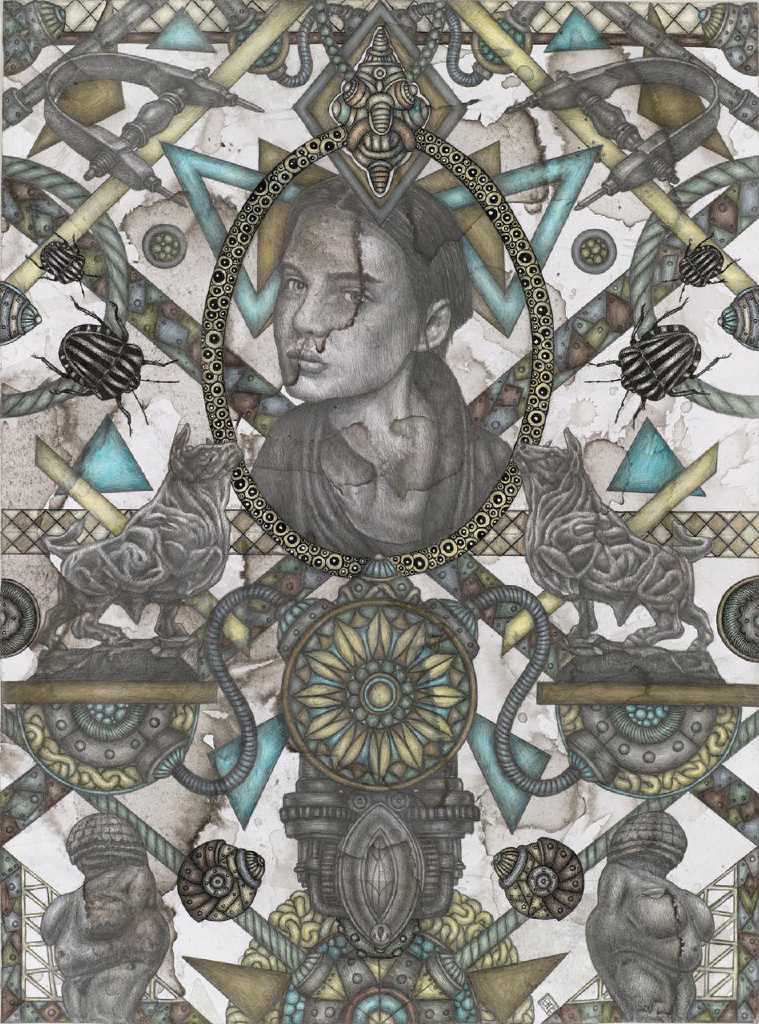 Primitive Lust, 35 cm x 47 cm pencil, coloured pencils and ink on paper, 2018