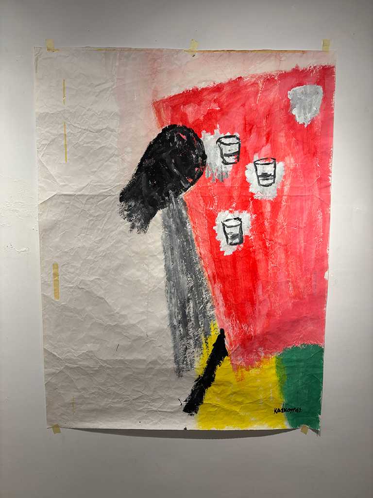 Drinker, Acrylics on paper, 130 × 100 cm