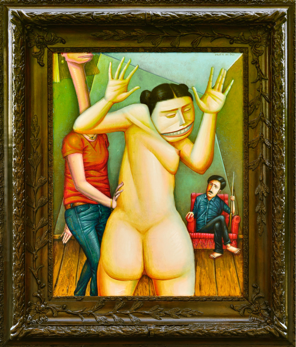 Kostas Lavdas, The golden girl, Acrylics on wood, 76,5x91,5 cm, 2020