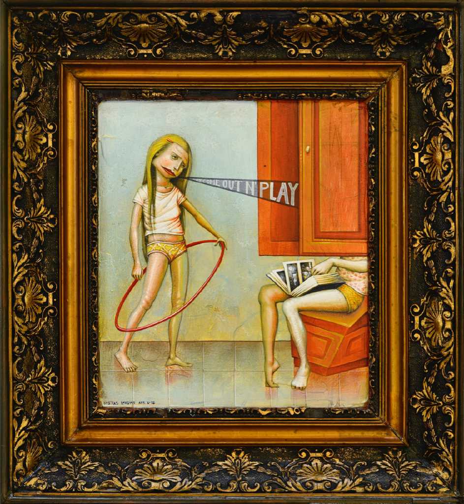 Kostas Lavdas, Come out n’ play, Acrylics on wood, 43x46,5 cm, 2020