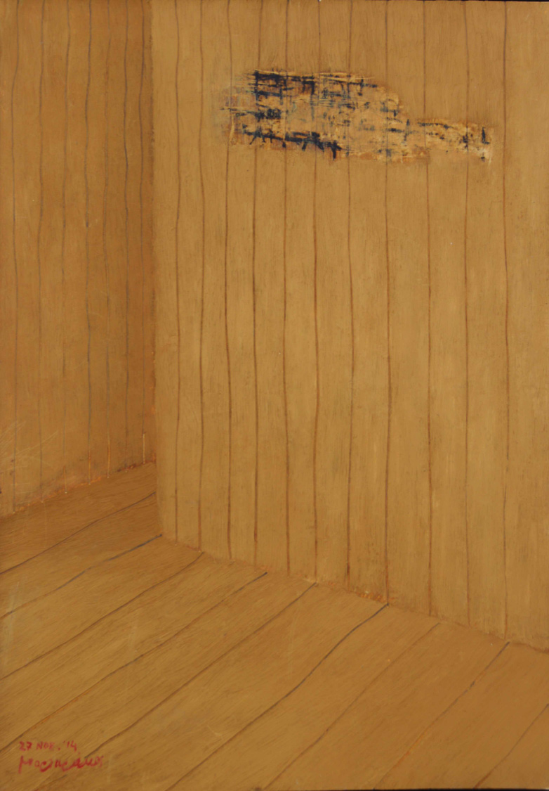 Kyriakos Mortarakos, Yellow Interior, Oil on MDF paper, 35x50 cm, 2014, Courtesy of Zoumboulakis Galleries