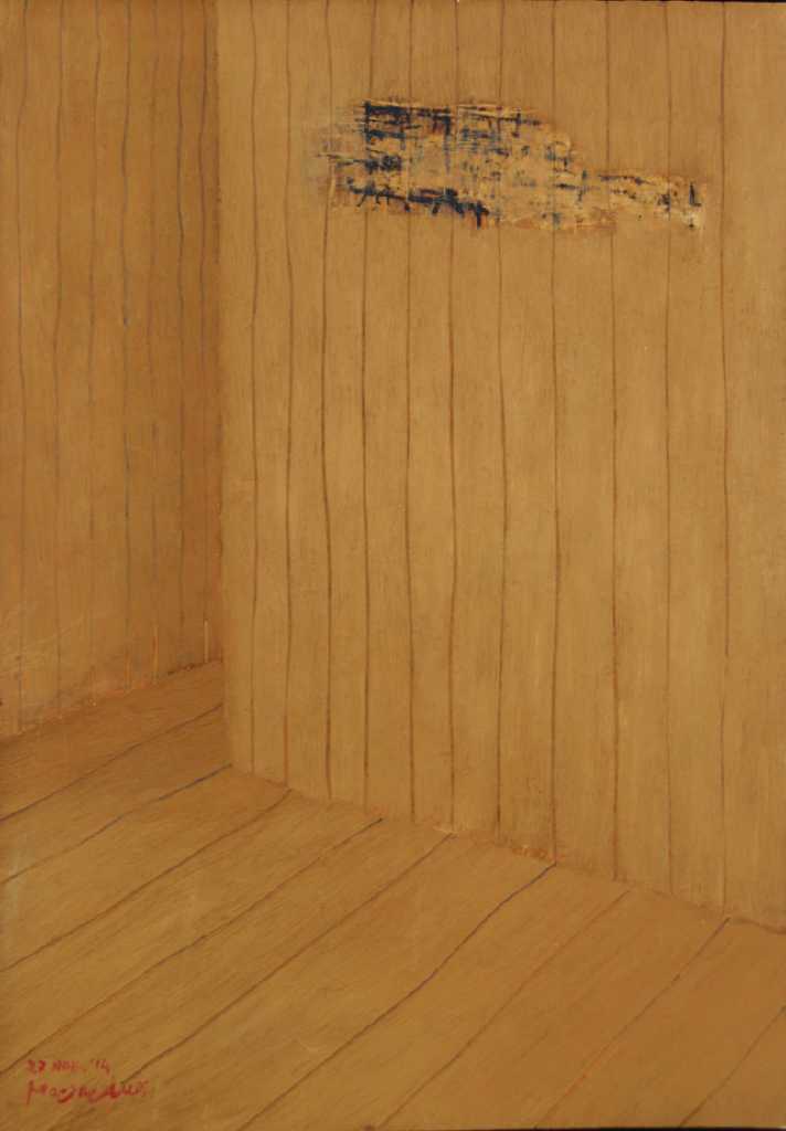 Kyriakos Mortarakos, Yellow Interior, Oil on MDF paper, 35x50 cm, 2014, Courtesy of Zoumboulakis Galleries