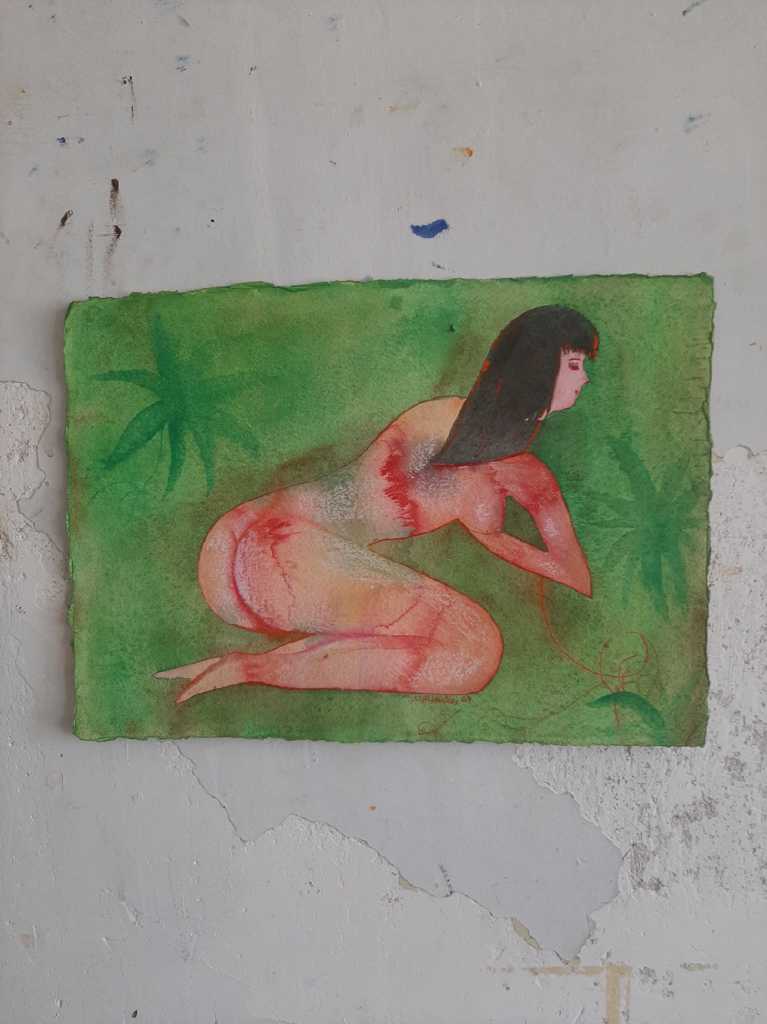 Vangelis Pliarides, Tapactuan, Watercolour και oil pastels on hand-made paper, (frame not included), 41x30 cm, 2008