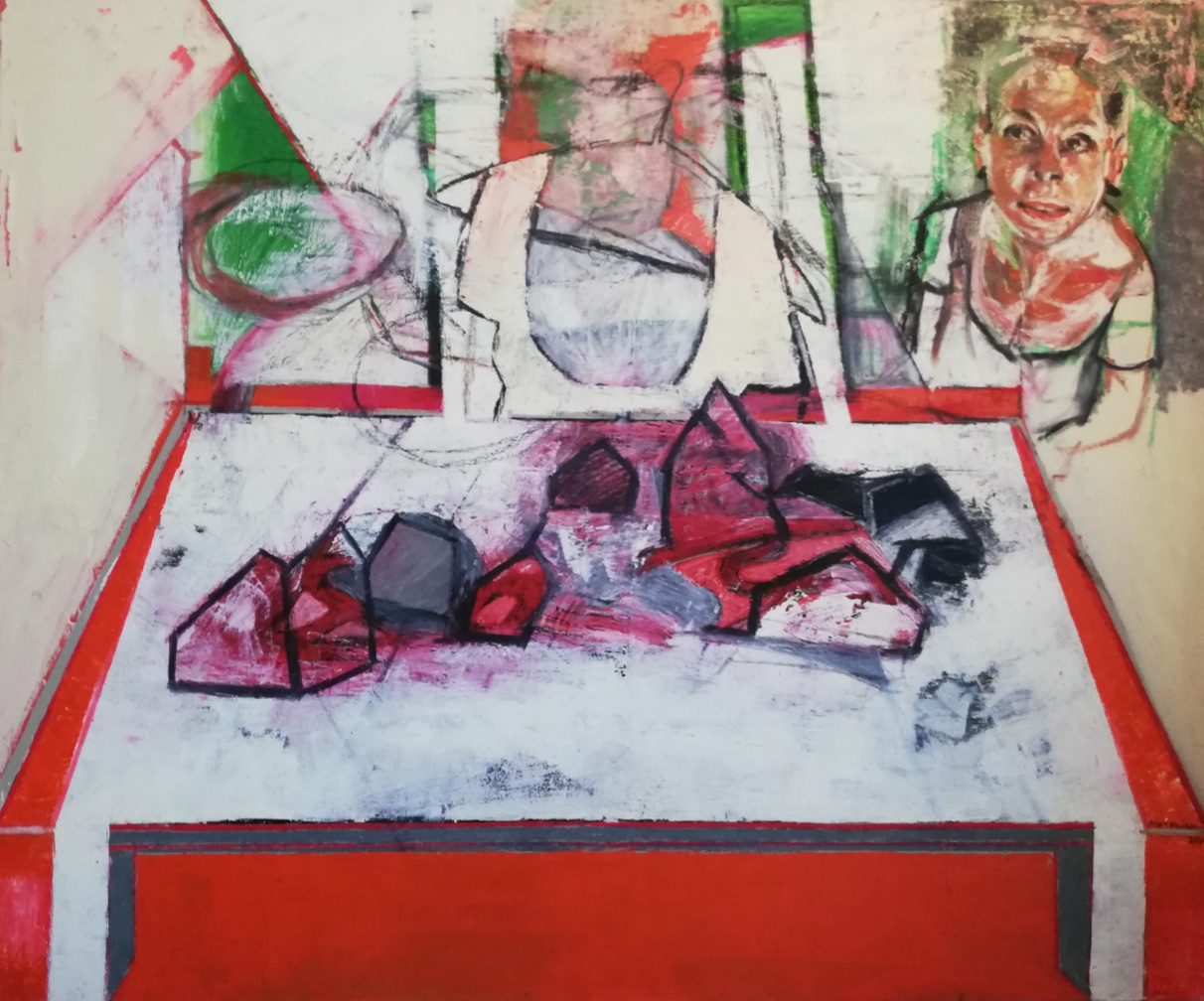 Irene Matsouki, Lunch, Oil on canvas, 120x100 cm, 2020