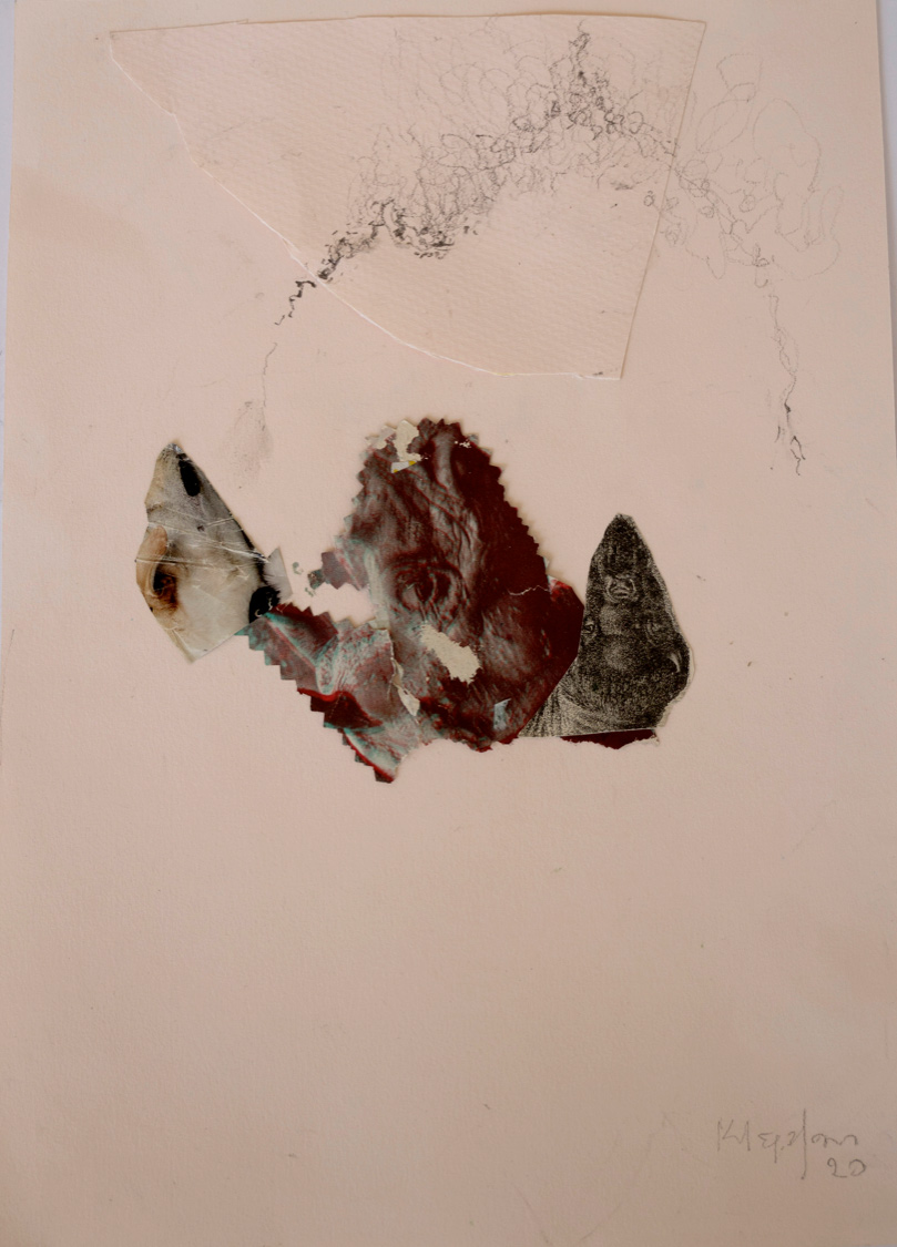 Katerina Mertzani, Zootopia 3, Collage on paper, acrylics, pencil, 30x21 cm, 2020