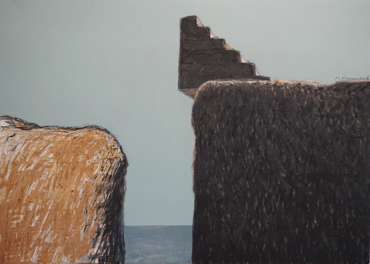 Μichalis Manousakis, Passage from a different place and time, Acrylics and charcoal on wood, 50x70 cm, Courtesy of Ekfrasi-Yianna Grammatopoulou Gallery
